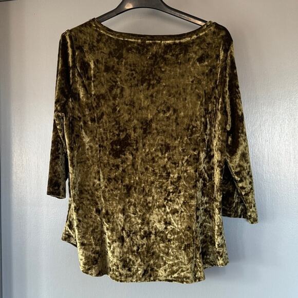 Westport 1962 Womens Stretchy Velour Sweater 3/4 Sleeves sz Petite XL Scoop Neck - Picture 2 of 5